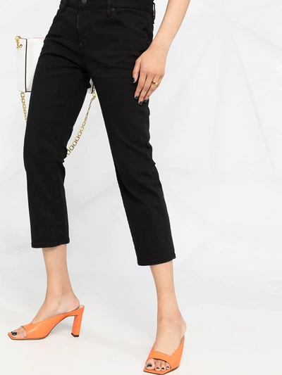 Shop Dsquared2 Cropped Low-rise Jeans In Black