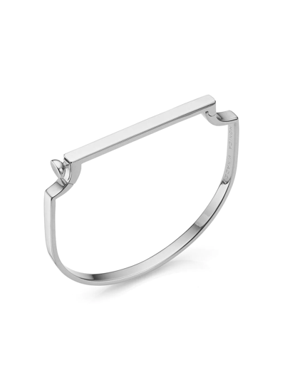 Monica Vinader Engravable Signature Thin Petite Bangle In Silver
