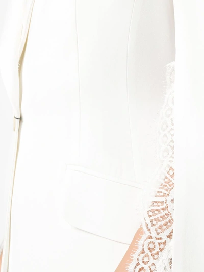 Shop Alexander Mcqueen Lace Trim Blazer In White