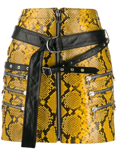 Shop Ben Taverniti Unravel Project Snake-effect Mini Skirt In Yellow