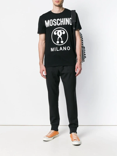 Shop Moschino Printed Logo T-shirt In Black