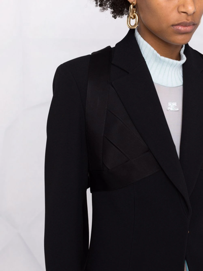 Shop Versace Satin Tailored Blazer In Schwarz