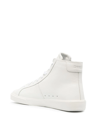 Shop Diesel Leather High-top Sneakers In White