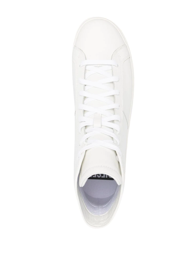 Shop Diesel Leather High-top Sneakers In White