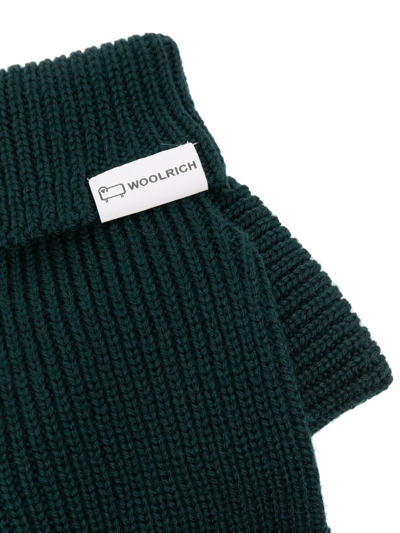 Shop Woolrich Ribbed-knit Gloves In Green