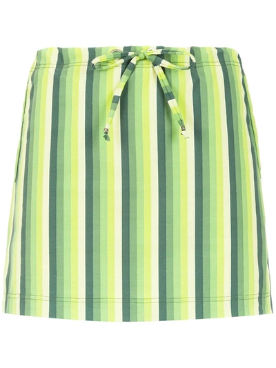 Shop Amir Slama Striped Swimsuit In Green