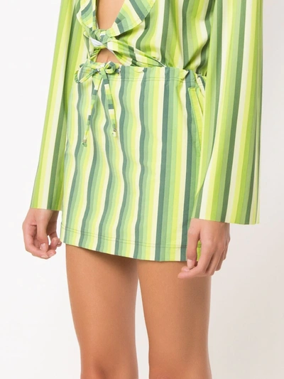 Shop Amir Slama Striped Swimsuit In Green