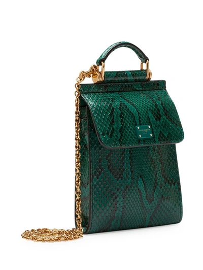 Shop Dolce & Gabbana Sicily 58 Phone Bag In Green