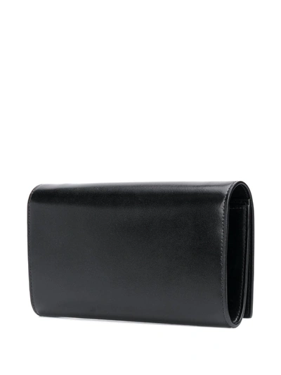 Shop Saint Laurent Embossed Logo Wallet On Chain In Black