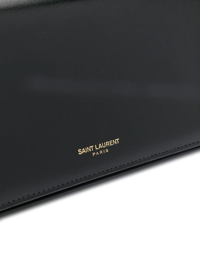 Shop Saint Laurent Embossed Logo Wallet On Chain In Black