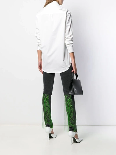 Off-white Embroidered Fringed Skinny Jeans In Grey