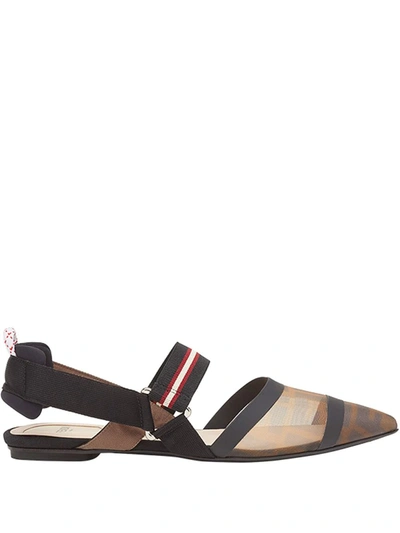 Shop Fendi Colibrì Ff Motif Slingback Ballerina Shoes In Multicolour