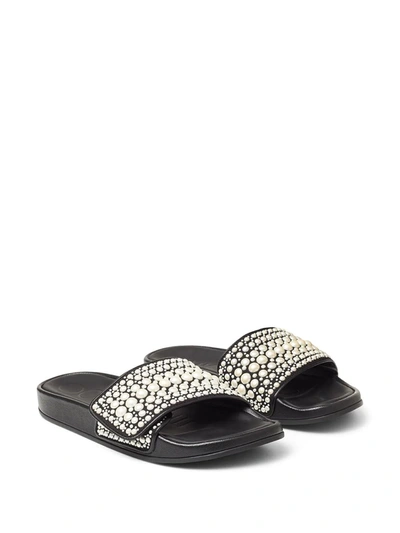 Shop Jimmy Choo Fitz Embellished Slides In Schwarz