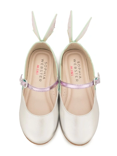 Shop Sophia Webster Mini Butterfly Detail Ballerinas In Silver