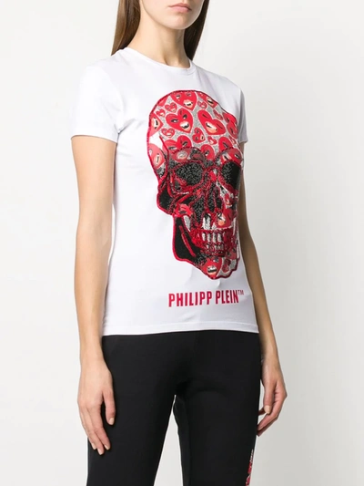 Shop Philipp Plein Studded Skull Slim-fit T-shirt In White