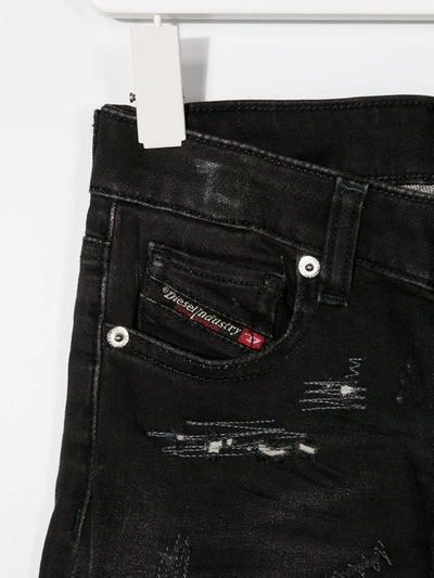 Shop Diesel Distressed Skinny-fit Jeans In Black