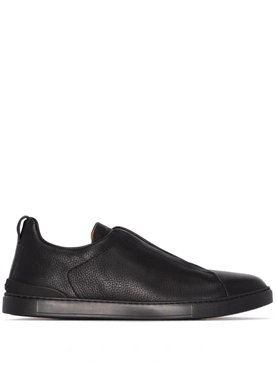 Shop Ermenegildo Zegna Triple Stitch Sneakers In Black