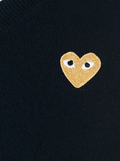 Shop Comme Des Garçons Play Embroidered Heart Sweater In Blue