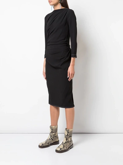 Shop Marni Gathered Front Midi Dress In Black