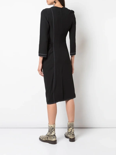 Shop Marni Gathered Front Midi Dress In Black