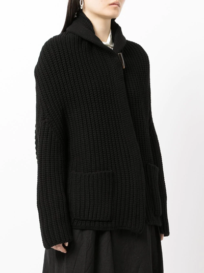 Forme D'expression Chunky Knit Wool-cashmere Cardigan In Black