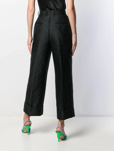 Shop Dolce & Gabbana Jacquard Cropped Flared Trousers In Black