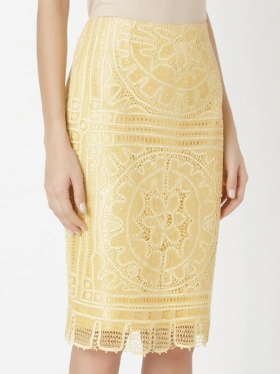 Shop Martha Medeiros 'renascença' Lace Pencil Skirt In Yellow