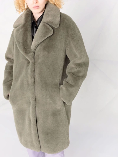 Stand Studio Camille Long Faux Fur Cocoon Coat In Grey ModeSens