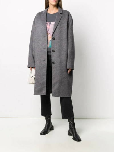 Shop Acne Studios Oversize Midi Coat In Grey