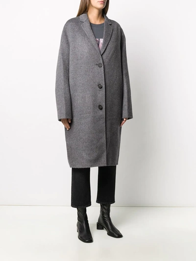 Shop Acne Studios Oversize Midi Coat In Grey