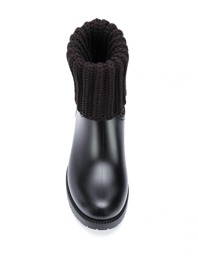 Shop Moncler Ribbed Knit Detail Booties In Black