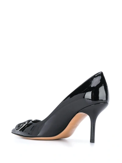 Shop Valentino Vlogo Appliqué Stiletto Pumps In Black