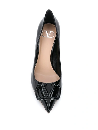 Shop Valentino Vlogo Appliqué Stiletto Pumps In Black