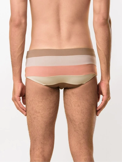 Shop Amir Slama Striped Swim Trunks In Multicolour