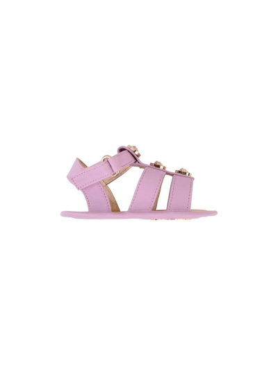 Shop Versace Medusa Plaque Leather Sandals In Pink