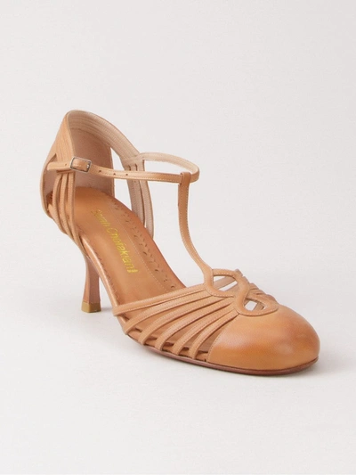 Shop Sarah Chofakian Strappy Pumps In Brown
