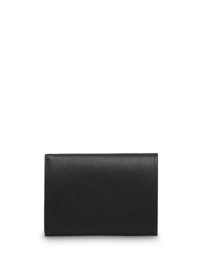 Shop Prada Saffiano Finish Tri-fold Wallet In Black