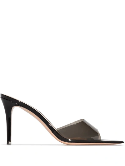 Shop Gianvito Rossi Elle 85mm Transparent-strap Mules In Black