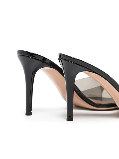 Shop Gianvito Rossi Elle 85mm Transparent-strap Mules In Black