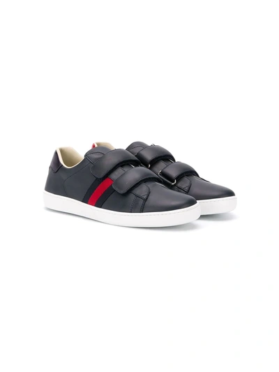 Shop Gucci Touch-strap Web Sneakers In Blue