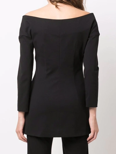 Shop Philosophy Di Lorenzo Serafini Off-shoulder Double-breasted Blouse In Black