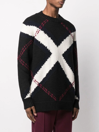 Shop Alexander Mcqueen Oversized Argyle Jumper In Black