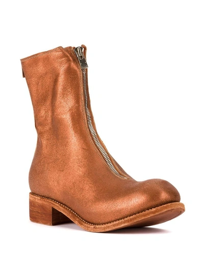Guidi Front Zipped Boots In Yellow