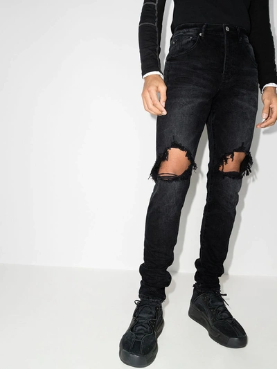 Purple Brand Wash Blowout Slim-leg Jeans In Black