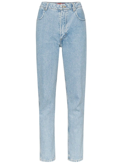 Shop Eckhaus Latta High Rise Straight-leg Jeans In Blue