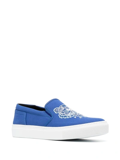 Shop Kenzo Tiger-motif Canvas Sneakers In Blue