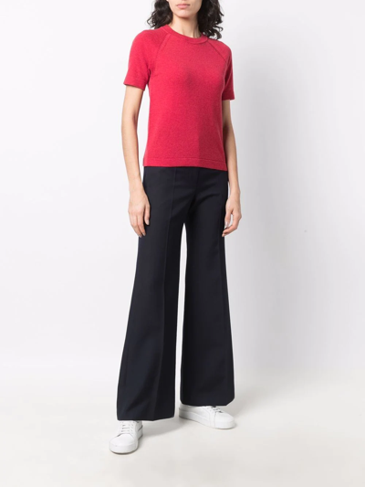 Barrie Fine-knit Cashmere Top In Red