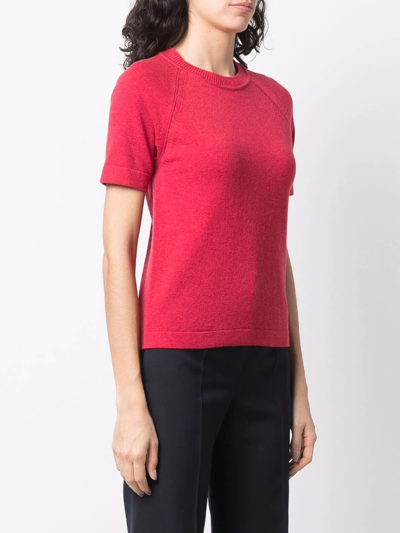 Barrie Fine-knit Cashmere Top In Red