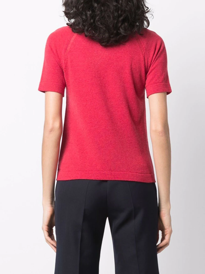 Barrie Fine-knit Cashmere Top In Red