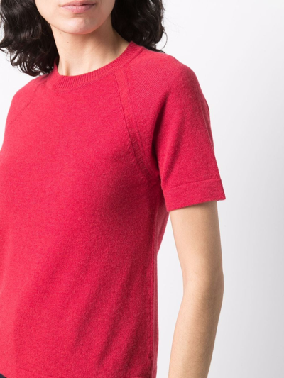 Barrie Fine-knit Cashmere Top In Red